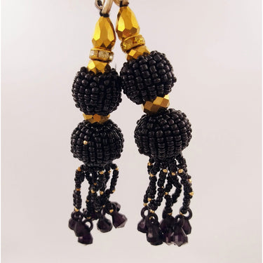 Black Bead Tassels Latkan, Indian Latkans, Black Beaded Danglers